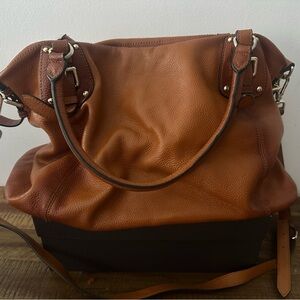 Vincenzo  Brown Genuine Leather Tote Bag with shoulder strap